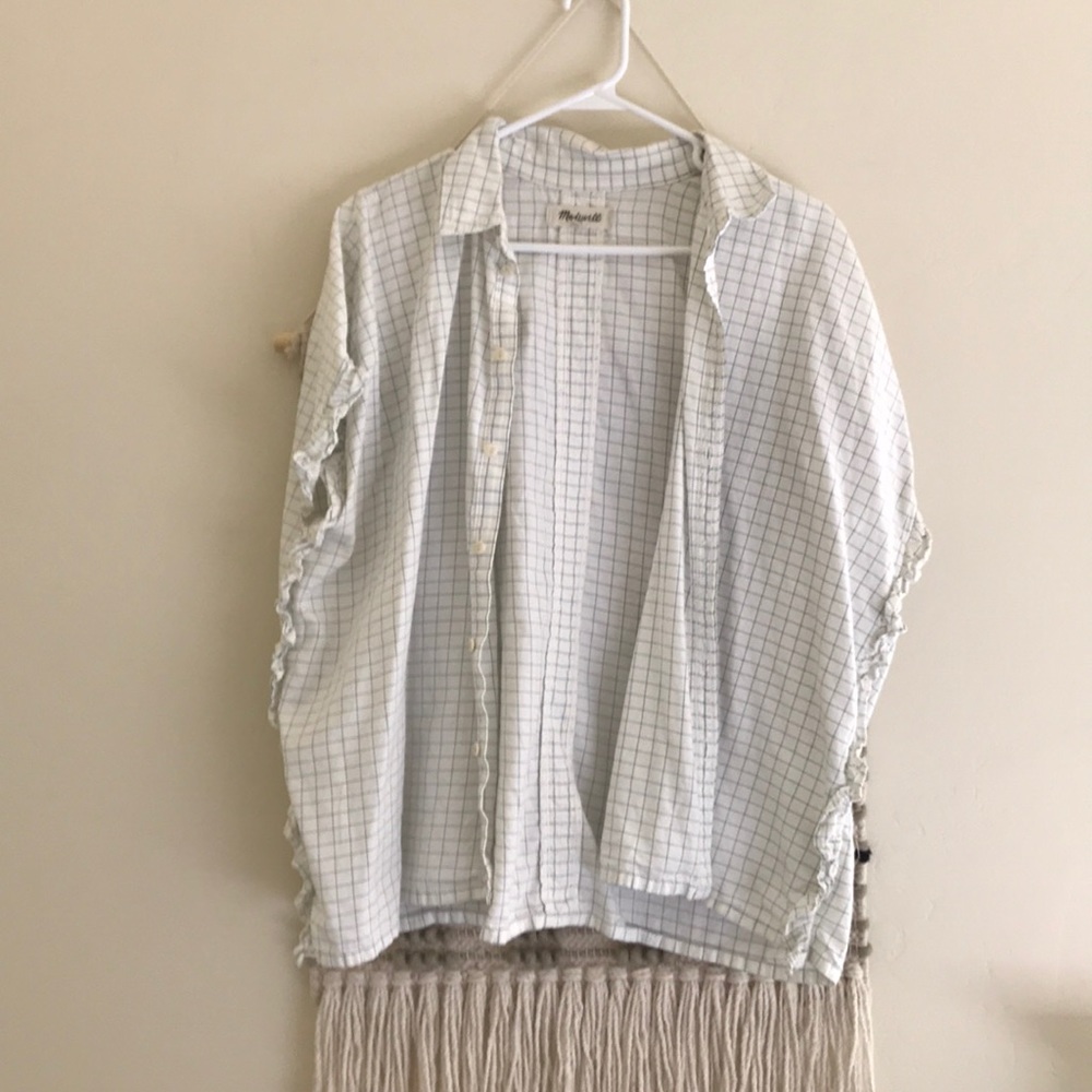 Madewell size L loose white and blue blouse
